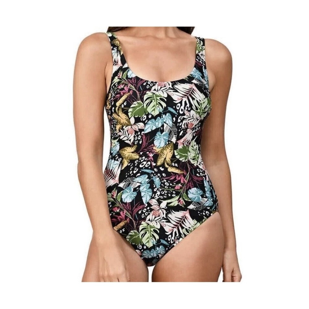 Ocean Pacific Womens XL Tropical Floral Leaf One Piece Swimsuit Resortcore Beach